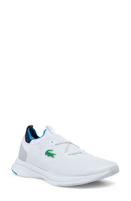 Lacoste Run Spin Knit Sneaker in White/Blue