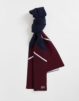 Lacoste scarf in navy and burgundy