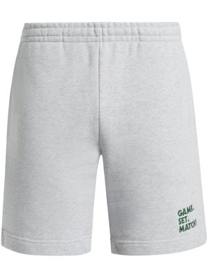 Lacoste slogan-embroidered cotton track shorts - Grey