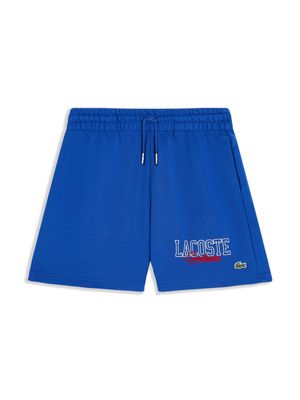 Lacoste slogan-embroidered drawstring shorts - Blue