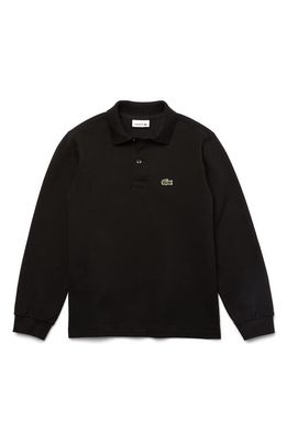 Lacoste Solid Long Sleeve Polo in Black