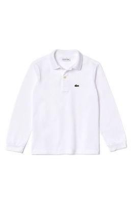 Lacoste Solid Long Sleeve Polo in White