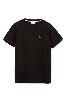 Lacoste Solid V-Neck T-Shirt in Black