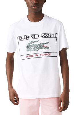 Lacoste Stamp Organic Cotton Graphic Tee in White