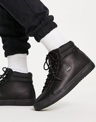 Lacoste straightset hi top sneakers in black
