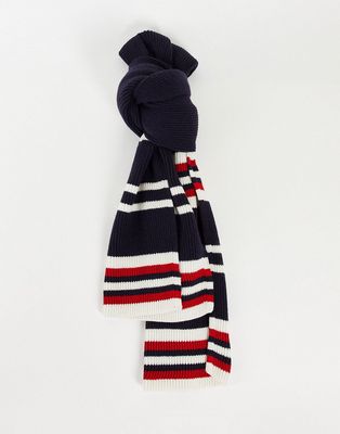 Lacoste stripe scarf-Navy