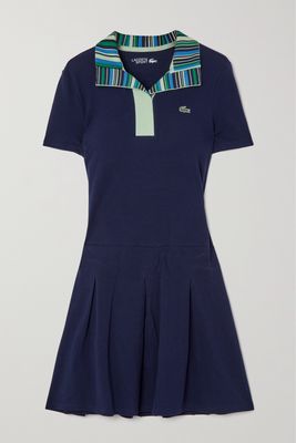 Lacoste - Striped Stretch Cotton-piqué Golf Dress - Blue