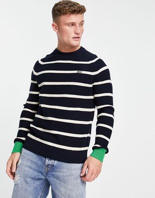 Lacoste striped sweater in Marine Blue-Black