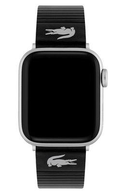 Lacoste Striping Leather Apple Watch Watchband in Black