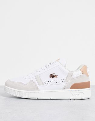Lacoste T-Clip leather sneakers in suede mix with rose gold trim-Multi