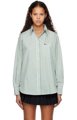 Lacoste White & Green Striped Shirt