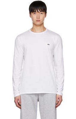 Lacoste White Embroidered Long Sleeve T-Shirt