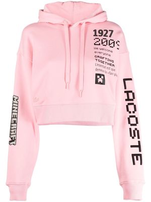 Lacoste x Minecraft logo-print cropped hoodie - Pink
