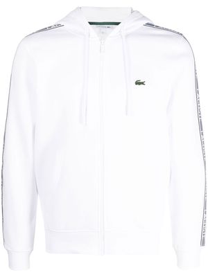 Lacoste zipped-up drawstring hoodie - White