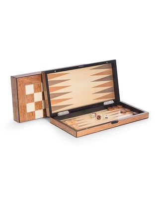 Lacquer-Finished Travel Game Set, Brown