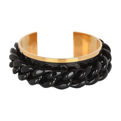 Lacquered and brass chain cuff bracelet