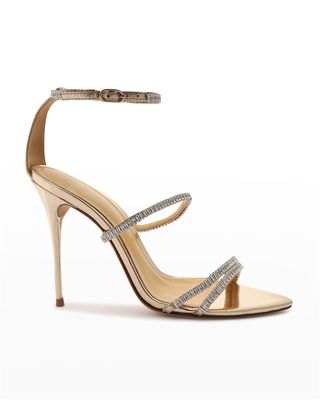 Lacy Metallic Embellished Stiletto Sandals