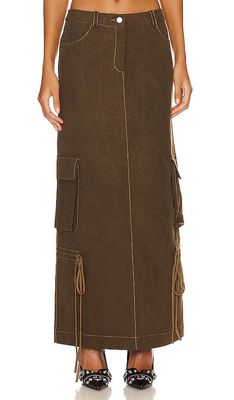 LADO BOKUCHAVA Cargo Maxi Skirt in Brown