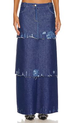 LADO BOKUCHAVA Ocean Skirt in Blue