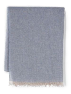 Lady Anne fringed-edge cashmere scarf - Blue