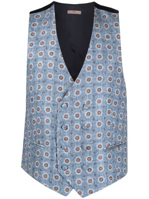 Lady Anne graphic-print silk waistcoat - Blue