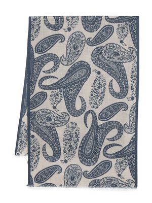 Lady Anne paisley-print wool-blend scarf - Blue
