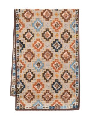 Lady Anne patterned-intarsia wool scarf - Brown