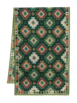 Lady Anne patterned-intarsia wool scarf - Green