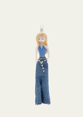 Lady In Denim Gown Christmas Ornament