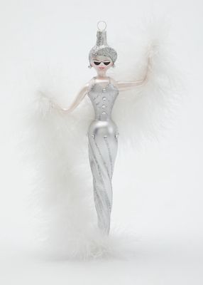 Lady in the White Feather Boa Ornament
