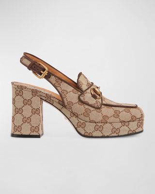 Lady Monogram Horsebit Slingback Pumps