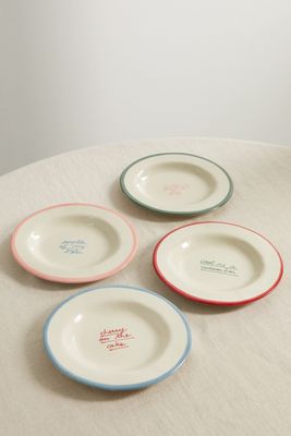 Laetitia Rouget - Food For Thought Set Of Four Ceramic Dessert Plates - White