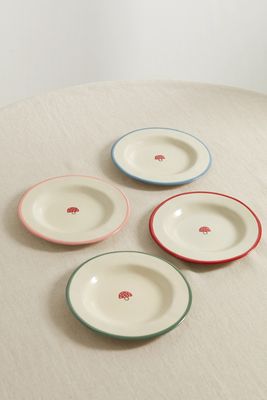 Laetitia Rouget - Mushroom Set Of Four Ceramic Dessert Plates - White