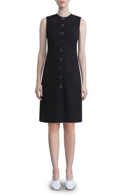 Lafayette 148 New York Button Front Sleeveless Jersey A-Line Dress in Black