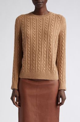 Lafayette 148 New York Cable Cashmere Sweater in Cammello Melange
