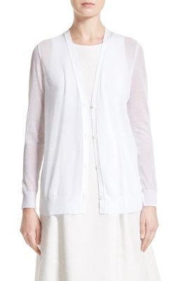 Lafayette 148 New York Chantilly Cotton Blend Cardigan in White