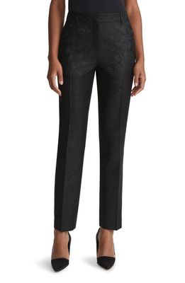 Lafayette 148 New York Clinton Floral Jacquard Wool & Silk Ankle Pants in Black