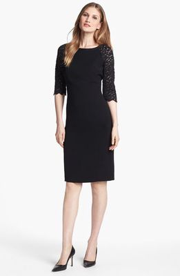 Lafayette 148 New York 'Collette' Lace Sleeve Dress in Black