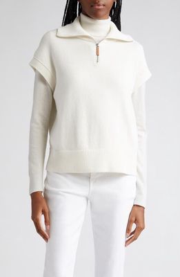 Lafayette 148 New York Cotton & Silk Half Zip Sweater in Cloud