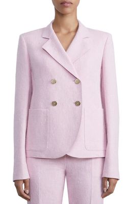 Lafayette 148 New York Double Breasted Linen & Silk Tweed Blazer in Pink Madder