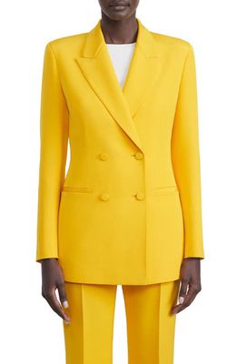 Lafayette 148 New York Fitted Double Breasted Wool & Silk Blazer in Golden Yellow