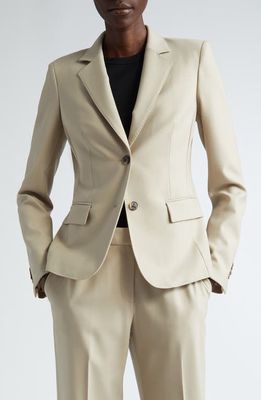 Lafayette 148 New York Fitted Stretch Wool Blazer in Plaster