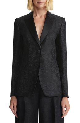 Lafayette 148 New York Floral Jacquard Wool & Silk Cutaway Blazer in Black
