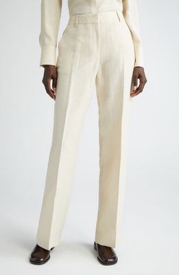 Lafayette 148 New York Gates Floral Linen Blend Pants in Pebble