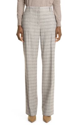 Lafayette 148 New York Gates Plaid Flat Front Trousers in Graphite Multi
