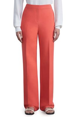 Lafayette 148 New York Gates Wool & Silk Crepe Straight Leg Trousers in Stamped Poppy