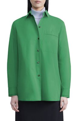 Lafayette 148 New York Greyson Organic Cotton Poplin Button-Up Shirt in Clover