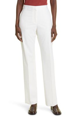 Lafayette 148 New York Irving Straight Leg Stretch Wool Pants in Ivory