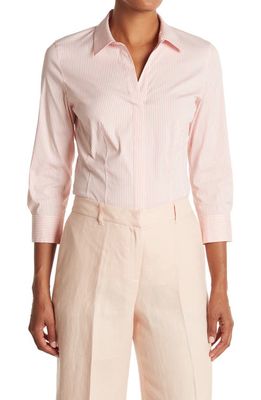 Lafayette 148 New York Katherine Side Zip Shirt in Rich Coral Multi
