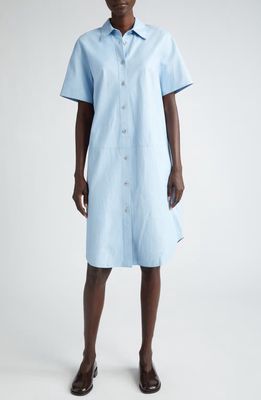 Lafayette 148 New York Lambskin Leather Shirtdress in Ice Water